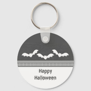 Gone Batty Halloween Keychain, Dark Grey Key Ring