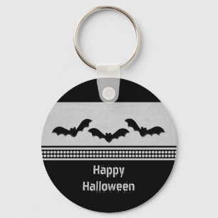 Gone Batty Halloween Keychain, Light Grey Key Ring