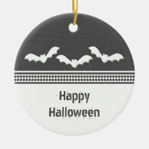 Gone Batty Halloween Ornament, Dark Grey Ceramic Ornament