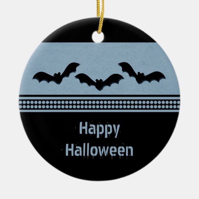 Gone Batty Halloween Ornament, Light Blue Ceramic Ornament (Front)