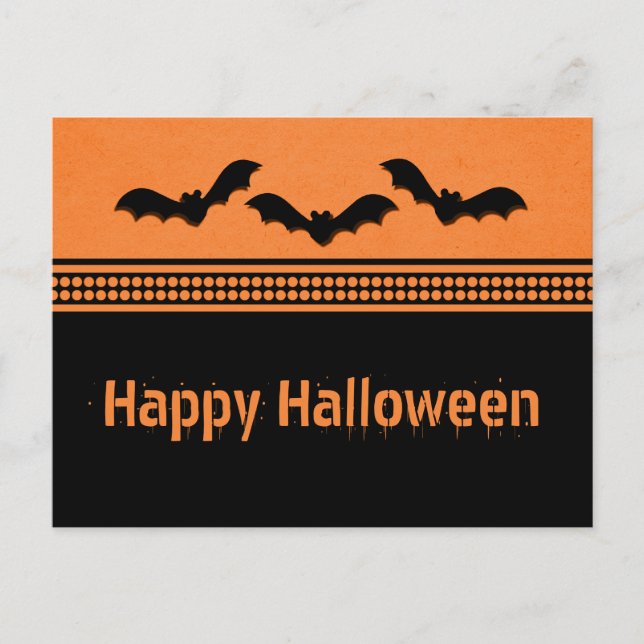 Gone Batty Halloween Postcard, Orange Postcard (Front)