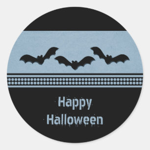 Gone Batty Halloween Stickers, Light Blue Classic Round Sticker