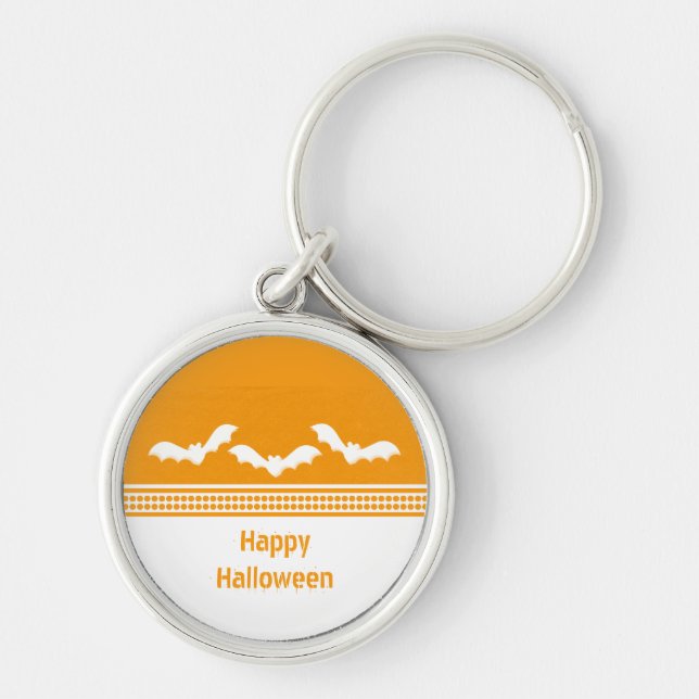 Gone Batty Premium Keychain, Orange & White Key Ring (Front)