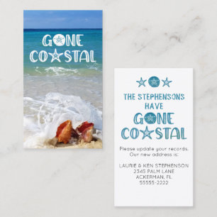 Gone Coastal Beach Wave Shells Photo Moving Calling Card