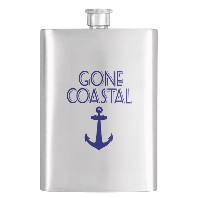 Gone Coastal Navy Blue Anchor Hip Flask (Front)