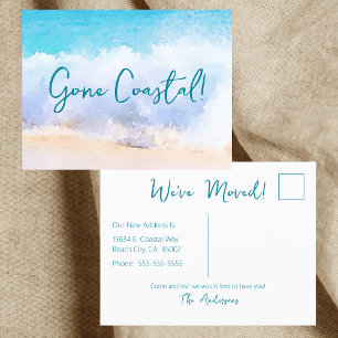 Gone Coastal New Home We've Moved Announcement Postcard