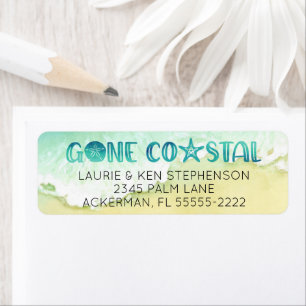 Gone Coastal Watercolor Beach Moved Return Address Label