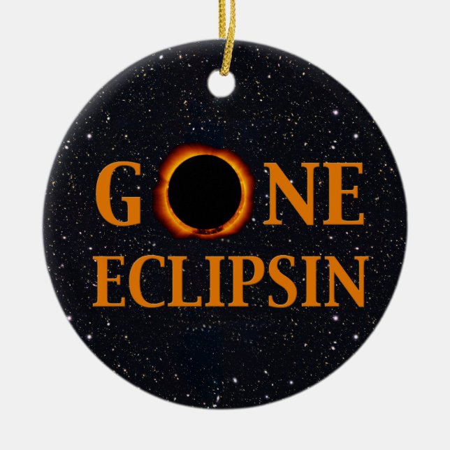 GONE ECLIPSIN Solar Eclipse Ceramic Tree Decoration (Front)