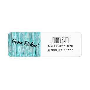 Gone Fishin' Wooden Plank Customisable Return Address Label