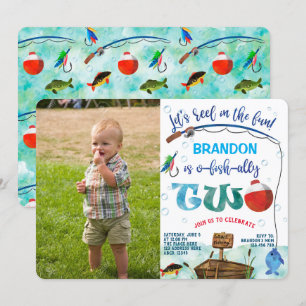 Gone Fishing 2nd birthday Little Fisherman Photo Invitation