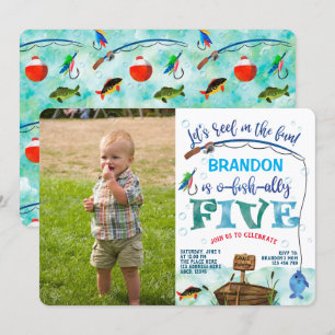 Gone Fishing 5th birthday Little Fisherman Photo Invitation