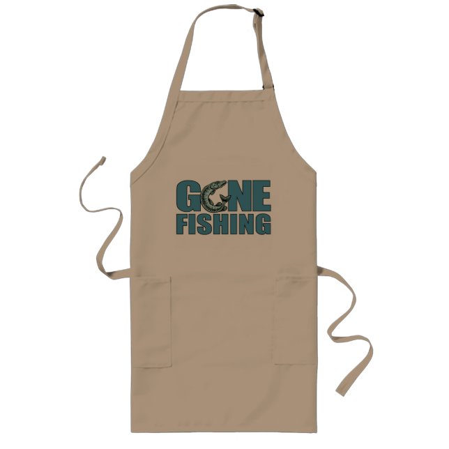 GONE FISHING apron - choose style & colour (Front)
