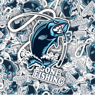 Gone Fishing Bass Blue Sticker   Die-Cut Sticker