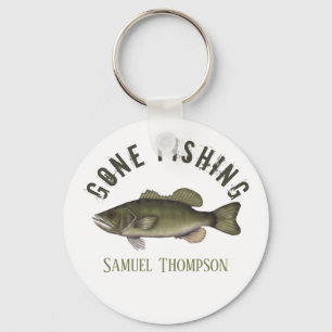 Gone Fishing Bass Fish Modern Fisherman Coffee Cof Key Ring