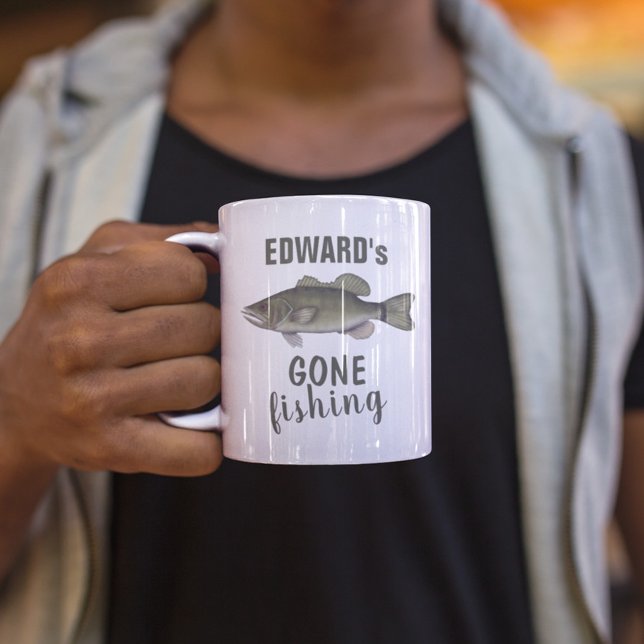 Gone Fishing Bass Fish Modern Fisherman Cute Coffee Mug (Creator Uploaded)