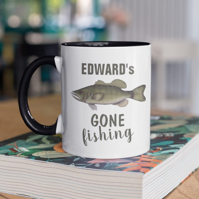 Gone Fishing Bass Fish Modern Fisherman Cute Mug (Creator Uploaded)