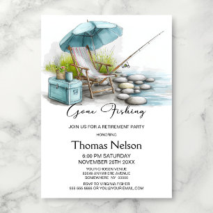 Gone Fishing Beach Chair Fishing Rod Retirement Invitation