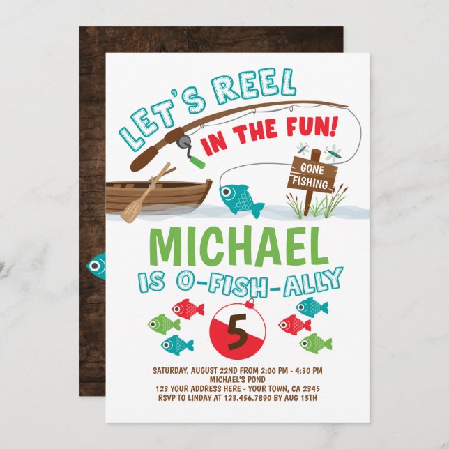 Gone Fishing Birthday Invitation (Front/Back)