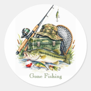 Gone Fishing Birthday Party Classic Round Sticker