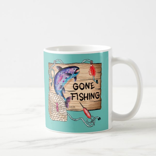 Gone Fishing blue coffee mug (Right)