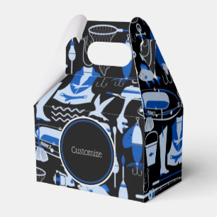 Gone Fishing Blue Pattern  Gable Favour Box