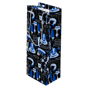 Gone Fishing Blue Pattern Wine Gift Bag
