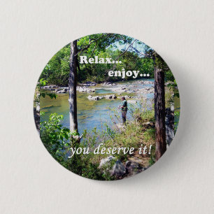 Gone Fishing Card 6 Cm Round Badge
