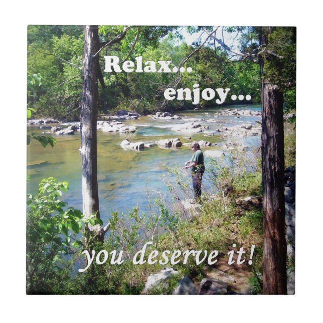 Gone Fishing Card Ceramic Tile (Front)