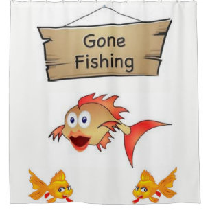 Gone fishing childrens showercurtain shower curtain