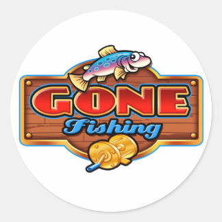 GONE FISHING CLASSIC ROUND STICKER