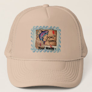 Gone Fishing custom name hat  