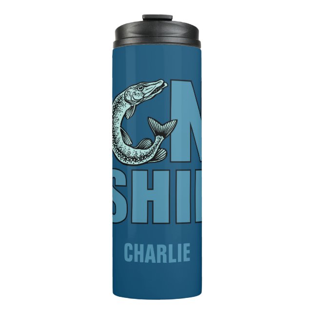GONE FISHING custom name tumbler (Front)
