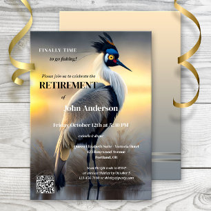 Gone Fishing Egret Art Retirement Party Invitation