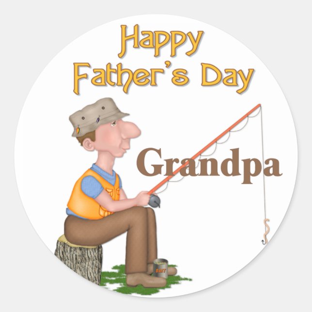 Gone Fishing Father's Day - Grandpa Classic Round Sticker (Front)