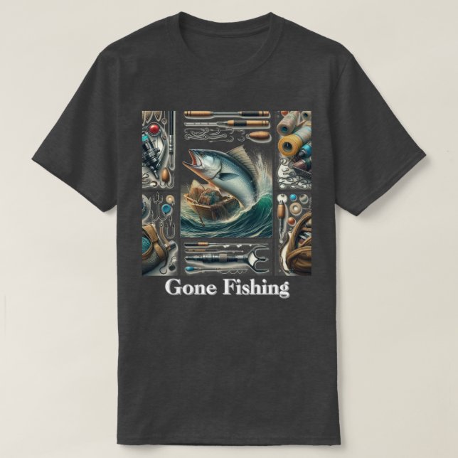 Gone Fishing Fisherman Mens T-Shirt (Design Front)