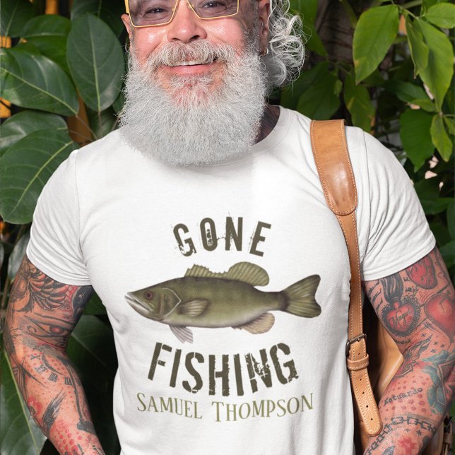 Gone Fishing Fisherman Personalised Cute For Him T-Shirt (Creator Uploaded)