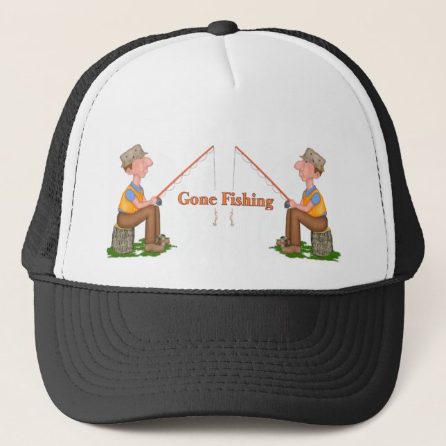 Gone Fishing Fisherman Trucker Hat (Front)