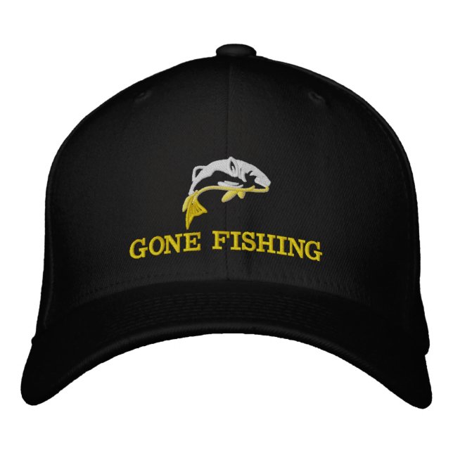 Gone fishing fishermans embroidered hat (Front)