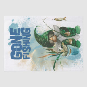 Gone Fishing Gnome Decoupage Tissue Paper