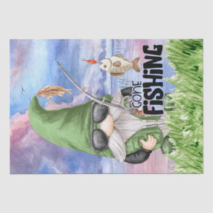 Gone Fishing Gnome Decoupage Tissue Paper