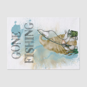 Gone Fishing Gnome Tissue Paper