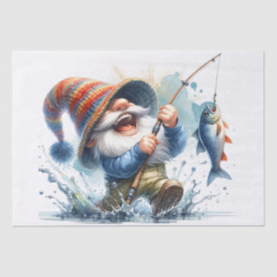 Gone Fishing Gnome Tissue Paper