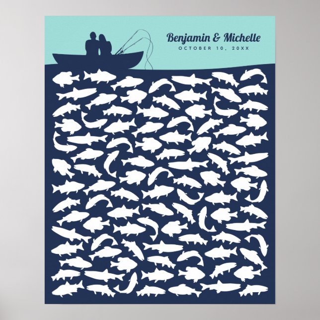 Gone Fishing Guest Book Poster - 100 Signatures (Front)