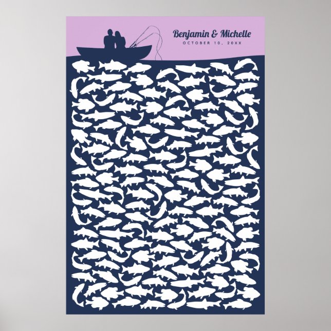 Gone Fishing Guest Book Poster - 150 Signatures (Front)