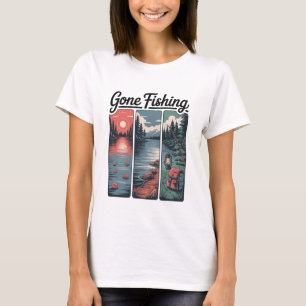 Gone Fishing Lake Adventure Funny Outdoor Explorer T-Shirt