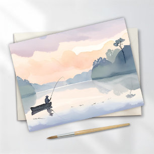 Gone Fishing   Lake Airy Watercolor Peaceful Postcard