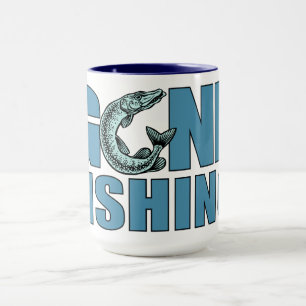 GONE FISHING mug - choose style & colour