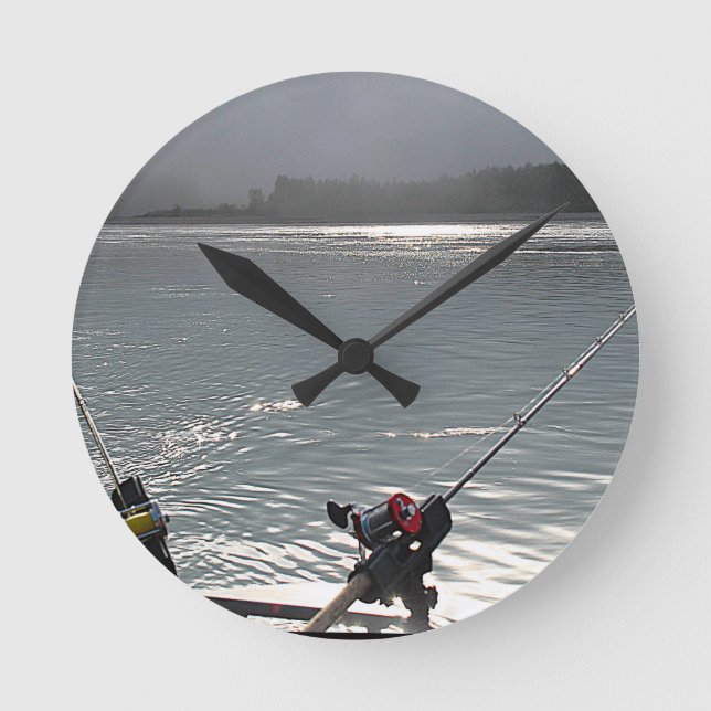 Gone Fishing No Work Today Round Clock (Front)