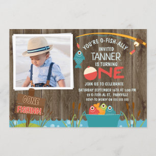 Gone Fishing Ofishally One 1st Birthday Invitation