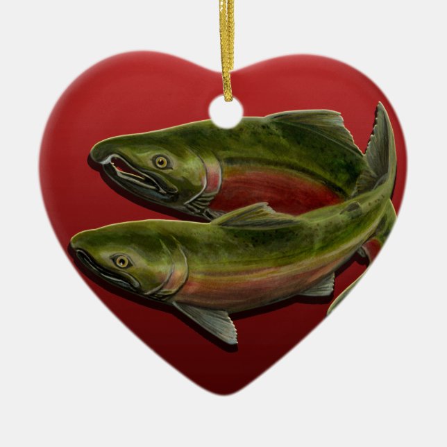 Gone Fishing Ornament Personalised Salmon Gift (Front)